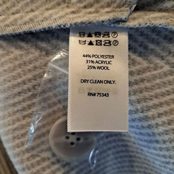 Joie Wool Blend Pea Coat Chevron Light Blue Collar 3 Buttons Outerwear sz XL - Picture 2 of 14